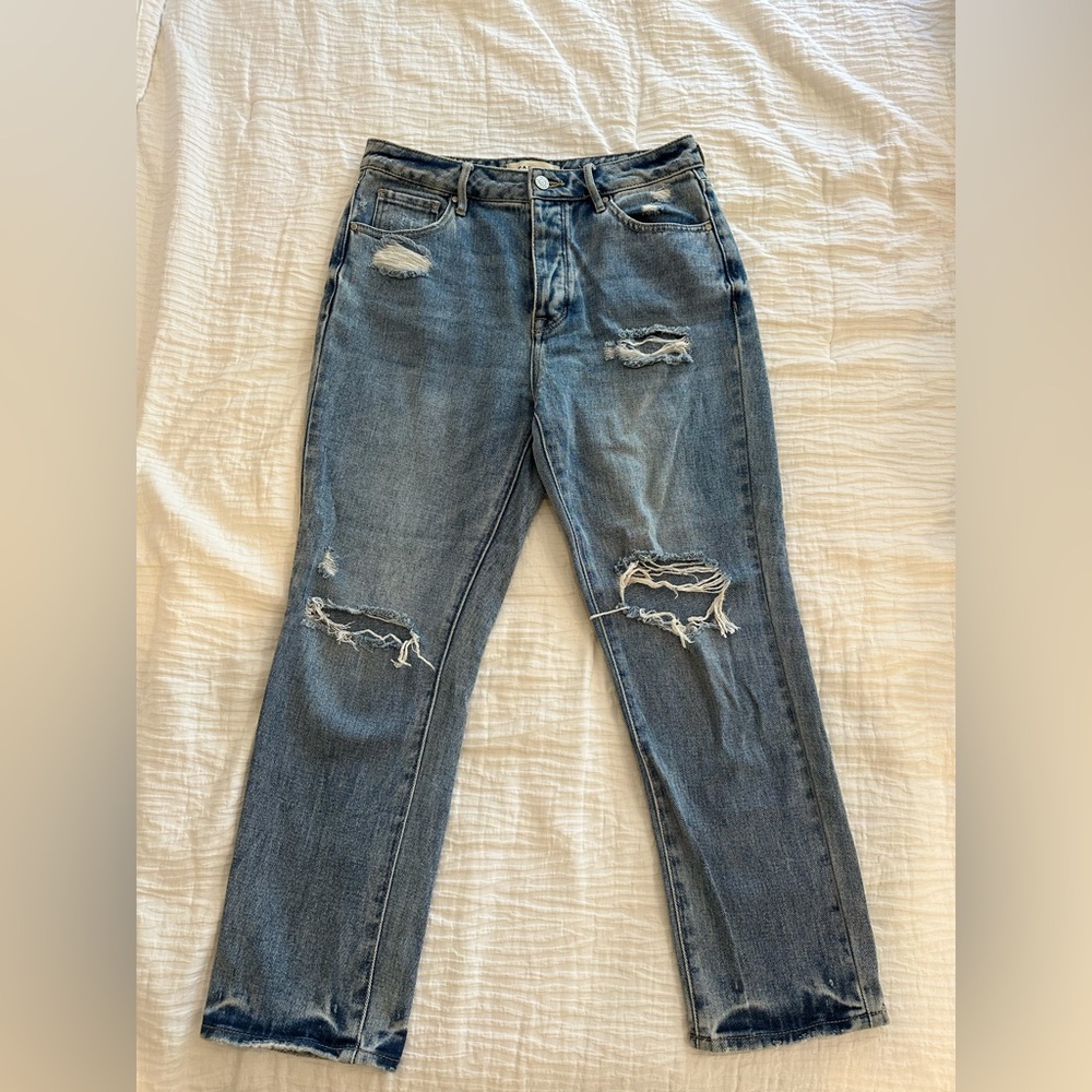 Pacsun mom jeans in medium wash with rips